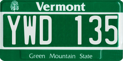 VT license plate YWD135