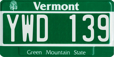 VT license plate YWD139