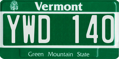 VT license plate YWD140