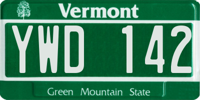 VT license plate YWD142