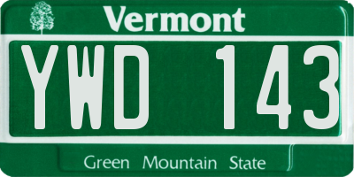 VT license plate YWD143