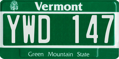 VT license plate YWD147