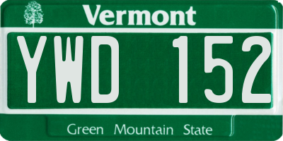 VT license plate YWD152