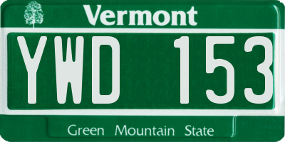 VT license plate YWD153