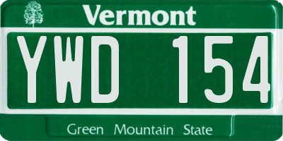 VT license plate YWD154