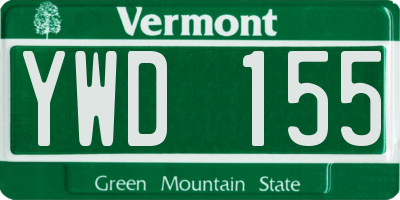 VT license plate YWD155