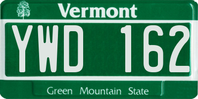 VT license plate YWD162