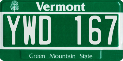 VT license plate YWD167
