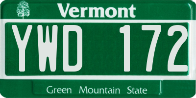 VT license plate YWD172