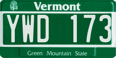 VT license plate YWD173