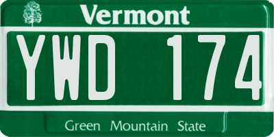VT license plate YWD174