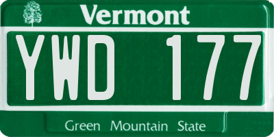 VT license plate YWD177