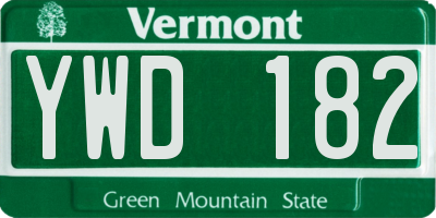 VT license plate YWD182