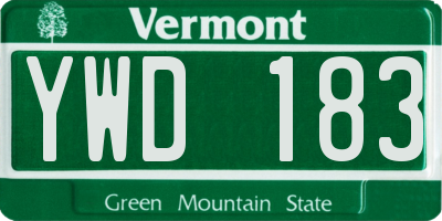 VT license plate YWD183
