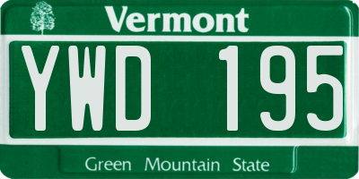 VT license plate YWD195