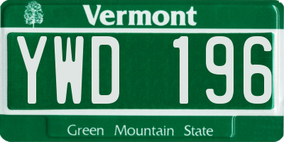 VT license plate YWD196