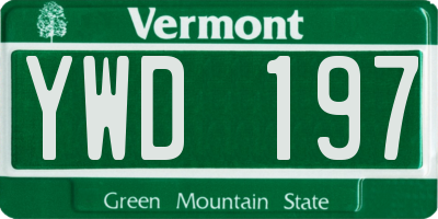 VT license plate YWD197