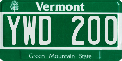 VT license plate YWD200