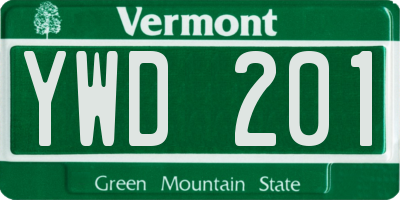 VT license plate YWD201