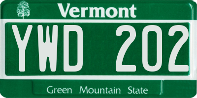 VT license plate YWD202