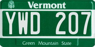 VT license plate YWD207