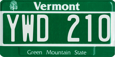 VT license plate YWD210
