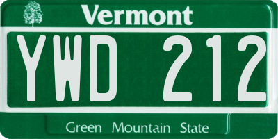 VT license plate YWD212