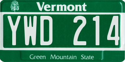 VT license plate YWD214