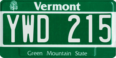 VT license plate YWD215