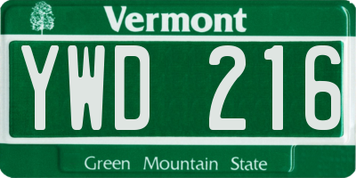 VT license plate YWD216