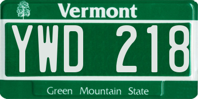 VT license plate YWD218