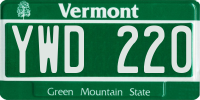 VT license plate YWD220