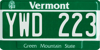 VT license plate YWD223