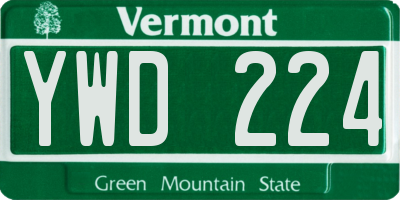VT license plate YWD224