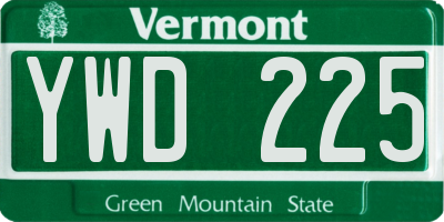 VT license plate YWD225