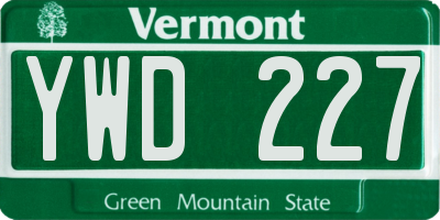 VT license plate YWD227