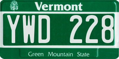VT license plate YWD228