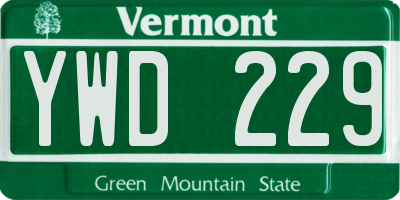 VT license plate YWD229