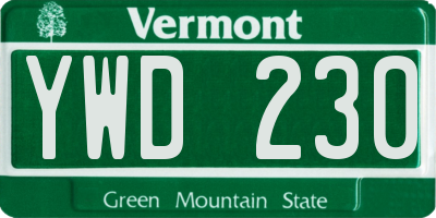 VT license plate YWD230