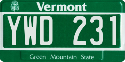 VT license plate YWD231