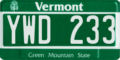 VT license plate YWD233