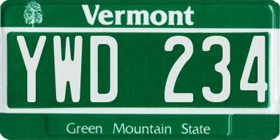 VT license plate YWD234