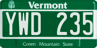 VT license plate YWD235