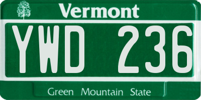VT license plate YWD236