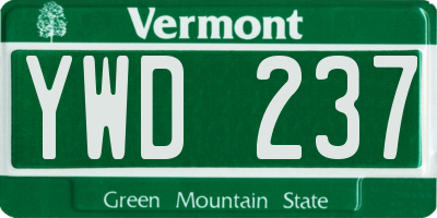 VT license plate YWD237