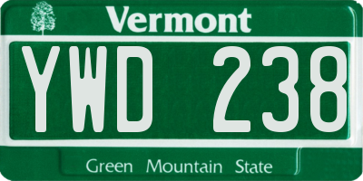 VT license plate YWD238