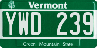 VT license plate YWD239