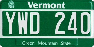 VT license plate YWD240