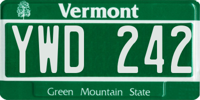 VT license plate YWD242
