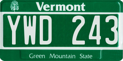 VT license plate YWD243
